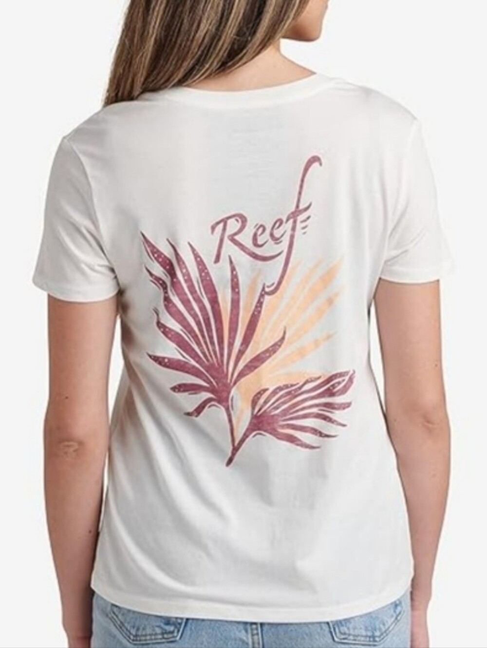 New REEF White Purple Women's Layla Classic Fit Tee Size Small